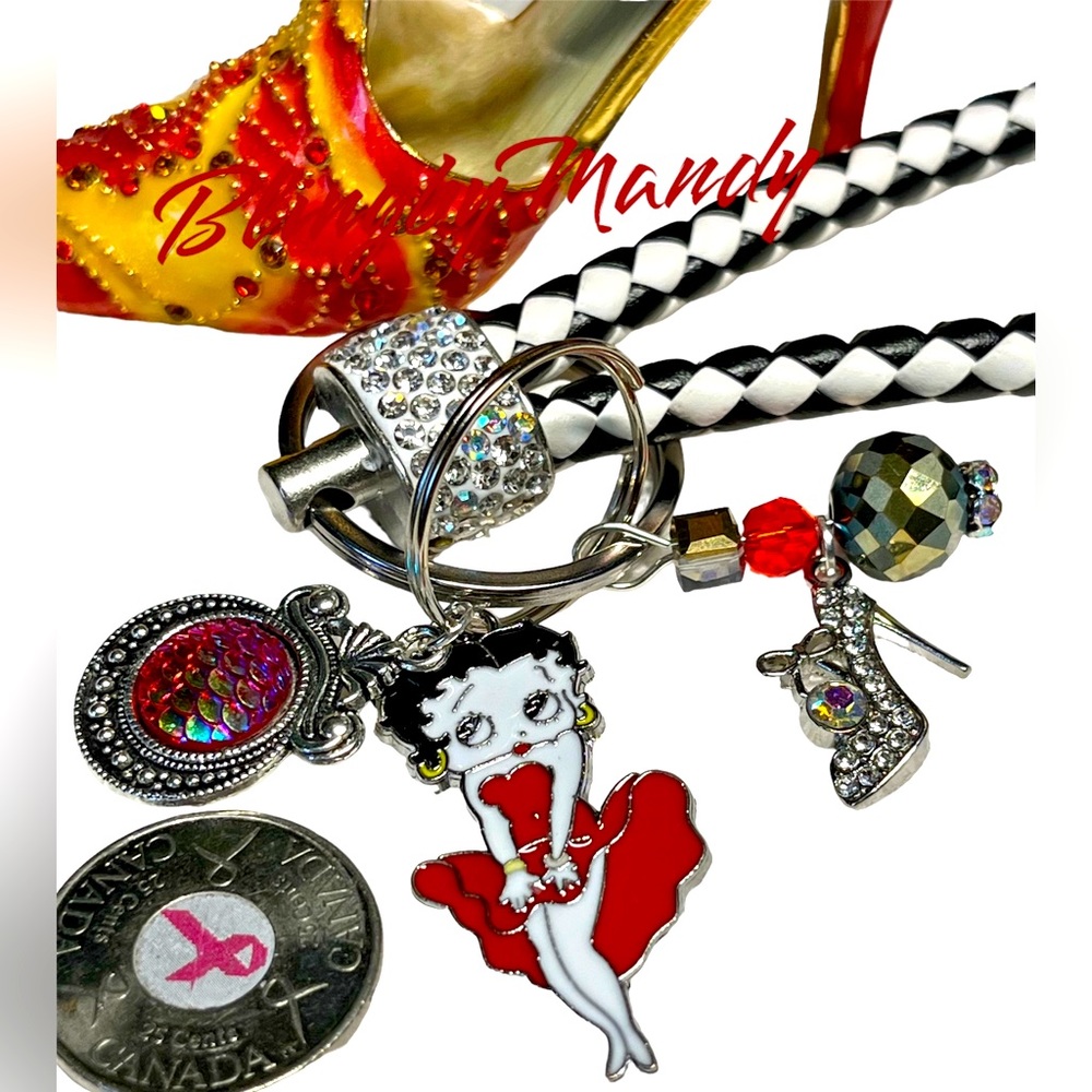 Fun cartoon Betty Boop /sexy lady keychain purse bling